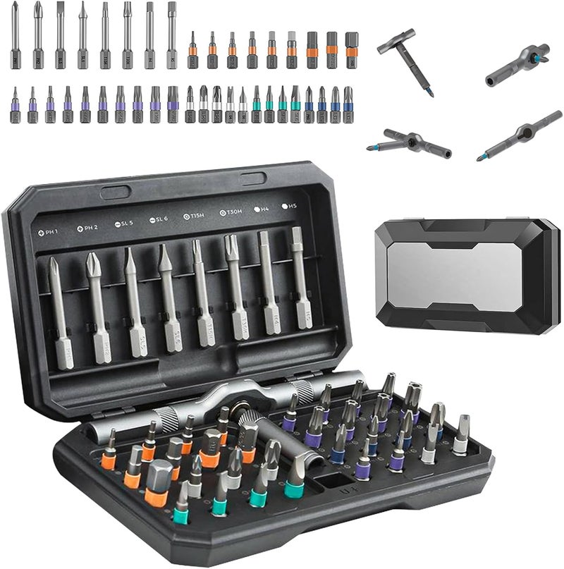 JUSTHERE 42 in 1 Magnetic Screwdriver Set, DIY Ratchet Screwdriver Set with Detachable Handle, Portable Compact Repair Tool Kit for Furniture Laptop Electronicsv Bicycle - Image 1